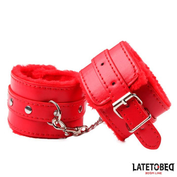 Furry Wrist Cuff Red