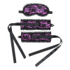 Bondage Satin Look Handcuffs with Mask Purple
