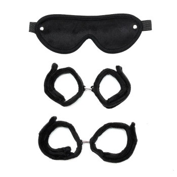 Handcuffs, AnkleCuffs and Mask Black