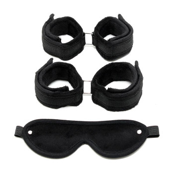 Handcuffs, AnkleCuffs and Mask Black