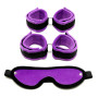 Handcuffs Foot Cuffs and Mask Purple