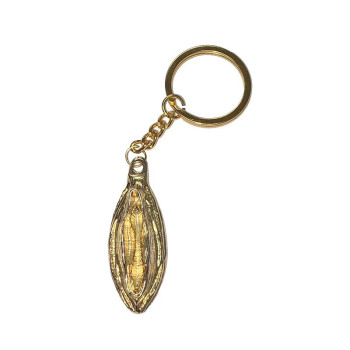 labia-shaped metal keychain Golden