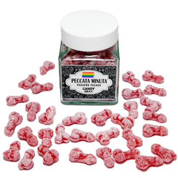 40 Penis-Shaped Candies Jar, Strawberry/Cherry Flavor LGBT