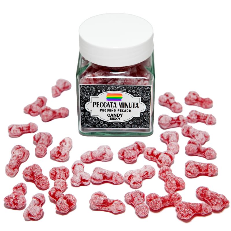 40 Penis-Shaped Candies Jar, Strawberry/Cherry Flavor LGBT