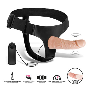 Eleto Detachable Strap-On with Hollow Dildo, Vibration and Remote Control