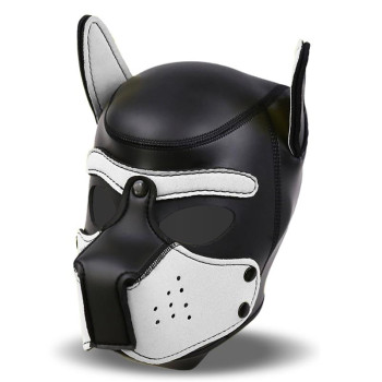 Hound Neoprene Dog Hood with Removable Muzzle White/Black One Size