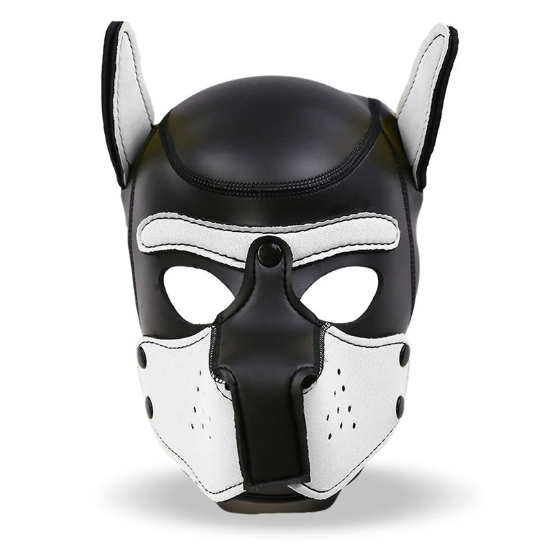 Hound Neoprene Dog Hood with Removable Muzzle White/Black One Size