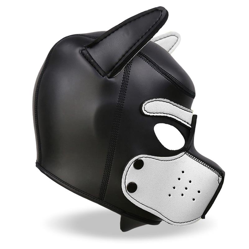 Hound Neoprene Dog Hood with Removable Muzzle White/Black One Size