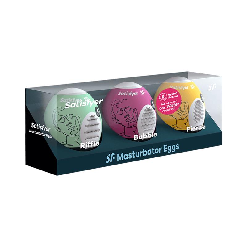 Set of 3 Masturbator Egg Riffle, Bubble and Fierce