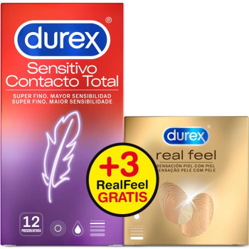 Duplo Sensitive Super Thin Condoms 12 units and Real Feel 3 units