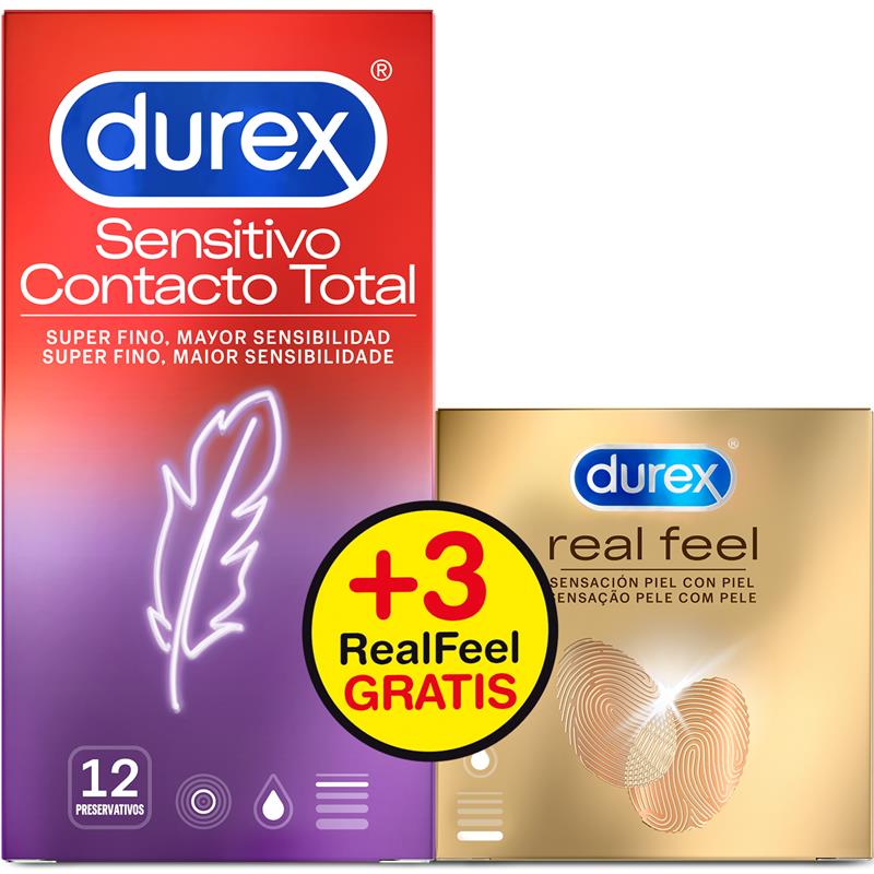 Duplo Sensitive Super Thin Condoms 12 units and Real Feel 3 units