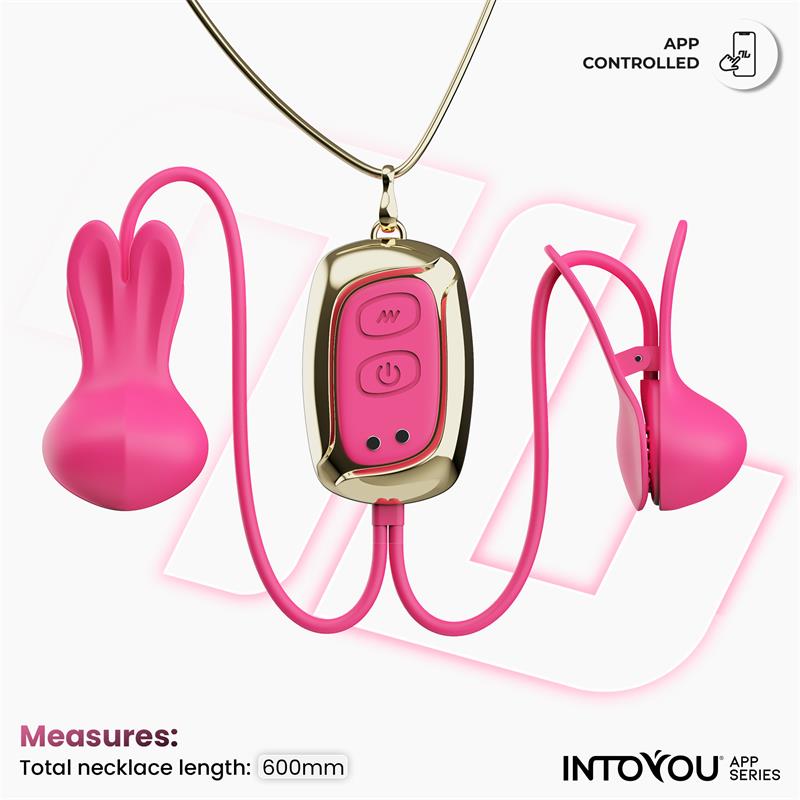 Tickly Nipple Clamps ith Vibration, Remote and Necklace with App
