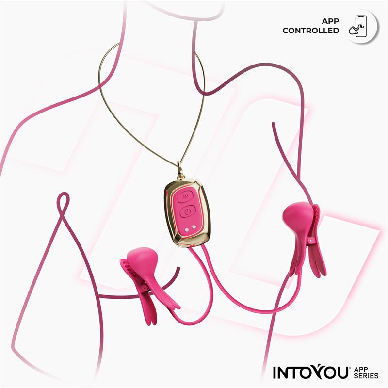 Tickly Nipple Clamps ith Vibration, Remote and Necklace with App