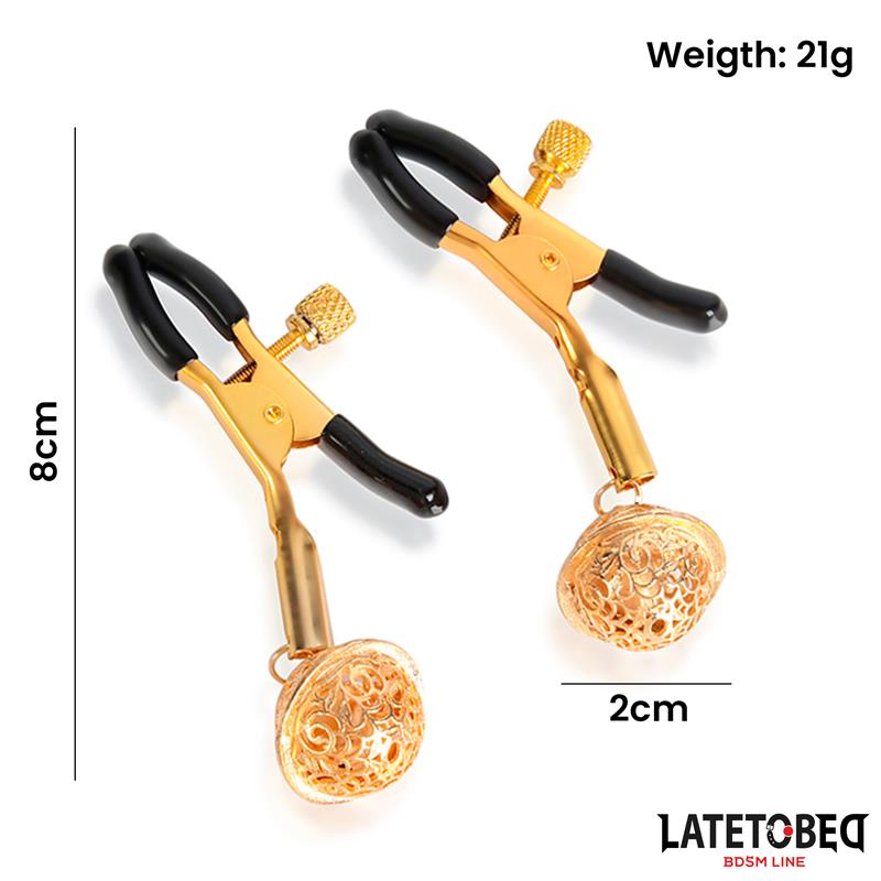 Nipple Clamps with Bell Black and Gold