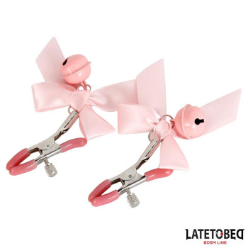 Pink Bow Nipple Clamps with Bell