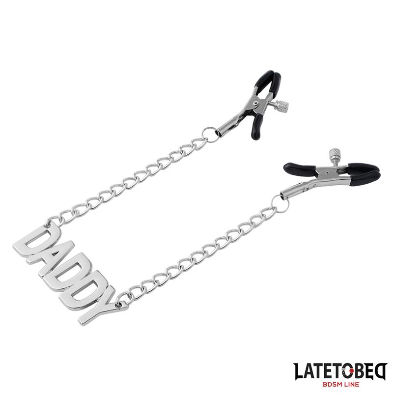 Nipple Clamps with Daddy Word Pendant