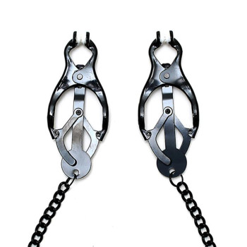 Adjustable nipple clamps butterfly style with black chain