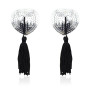 Self-Adhesive Heart Sequin Nipple Cover with Tassel Silver/Black