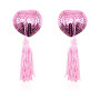Self-Adhesive Heart Sequin Nipple Cover with Tassel Pink
