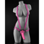 Suspender Harness with Dildo 19 cm-7 Pink