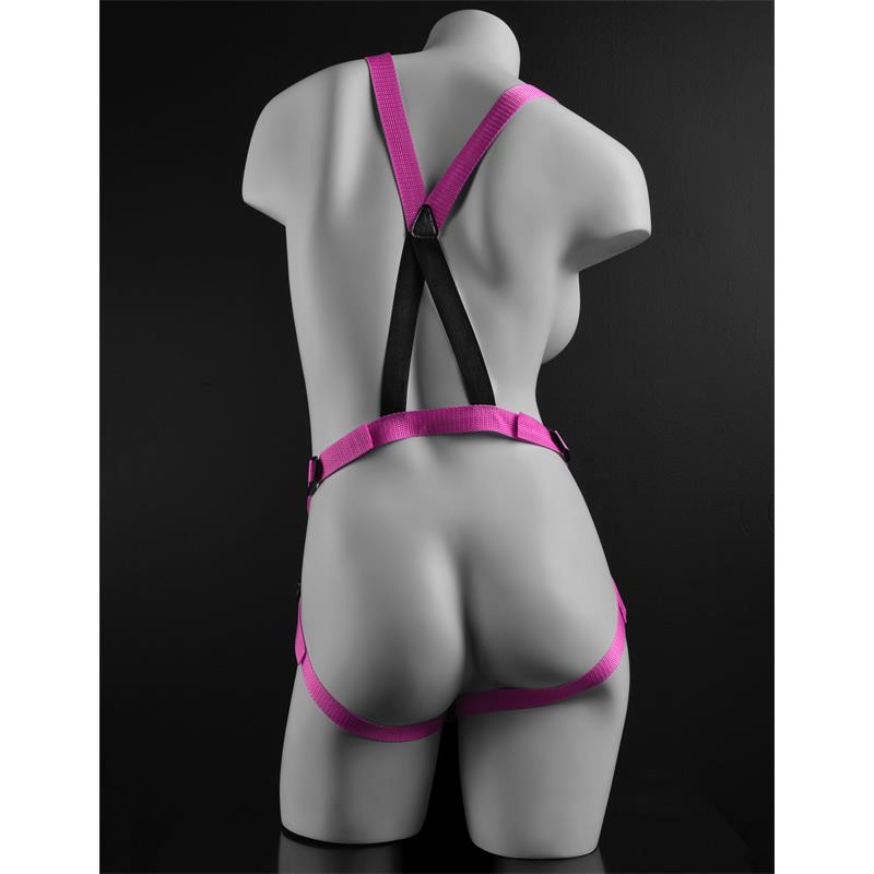 Suspender Harness with Dildo 19 cm-7 Pink