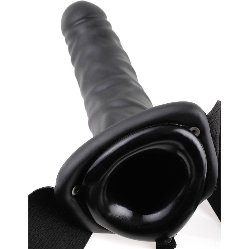 Strap-On with Vibrating Hollow Dildo 8 Black