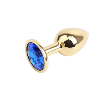 Golden Butt Plug with Blue Jewel