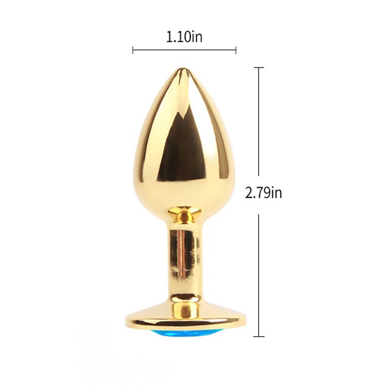 Golden Butt Plug with Blue Jewel