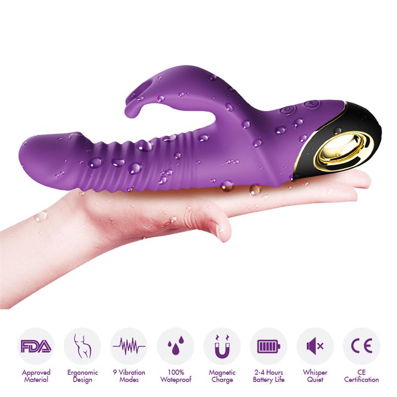Vibrator with Thrusting and 360? Wiggling  Purple