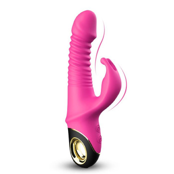 Vibrator with Thrusting and 360? Wiggling Pink