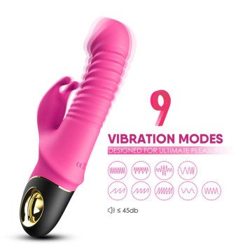 Vibrator with Thrusting and 360? Wiggling Pink