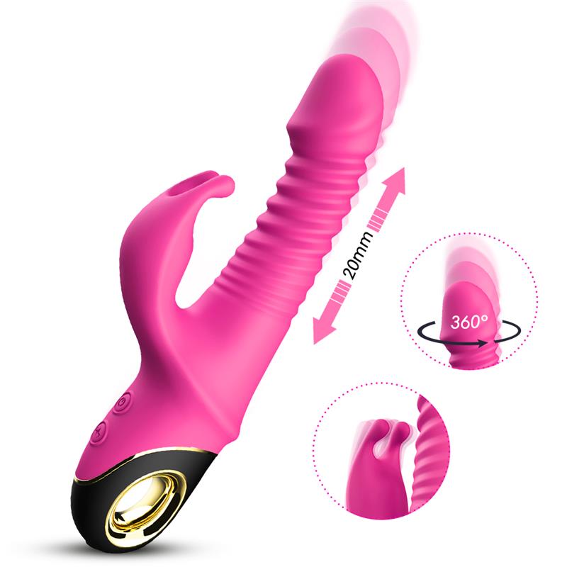 Vibrator with Thrusting and 360? Wiggling Pink