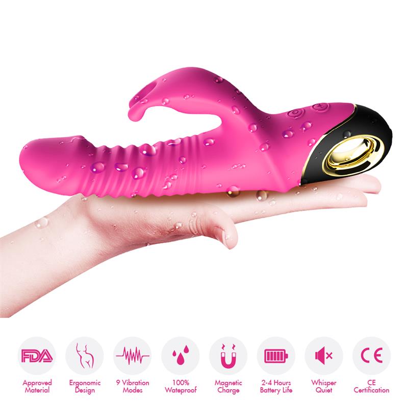 Vibrator with Thrusting and 360? Wiggling Pink