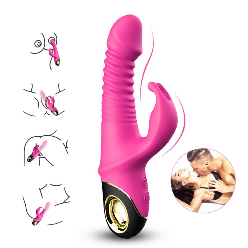 Vibrator with Thrusting and 360? Wiggling Pink