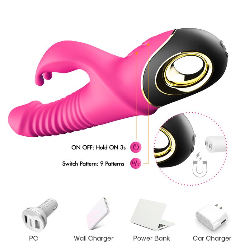 Vibrator with Thrusting and 360? Wiggling Pink