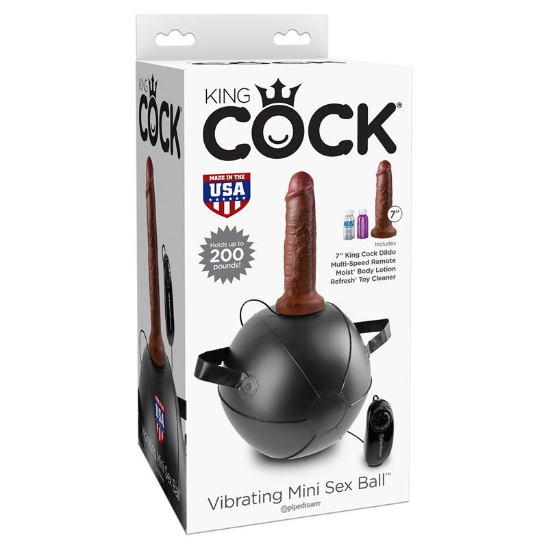 King Cock Vibrating Mini Sex Ball with 7 Dildo - Brown