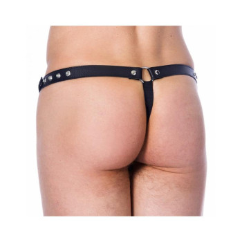 Leather G-String Adjustable with Oppening