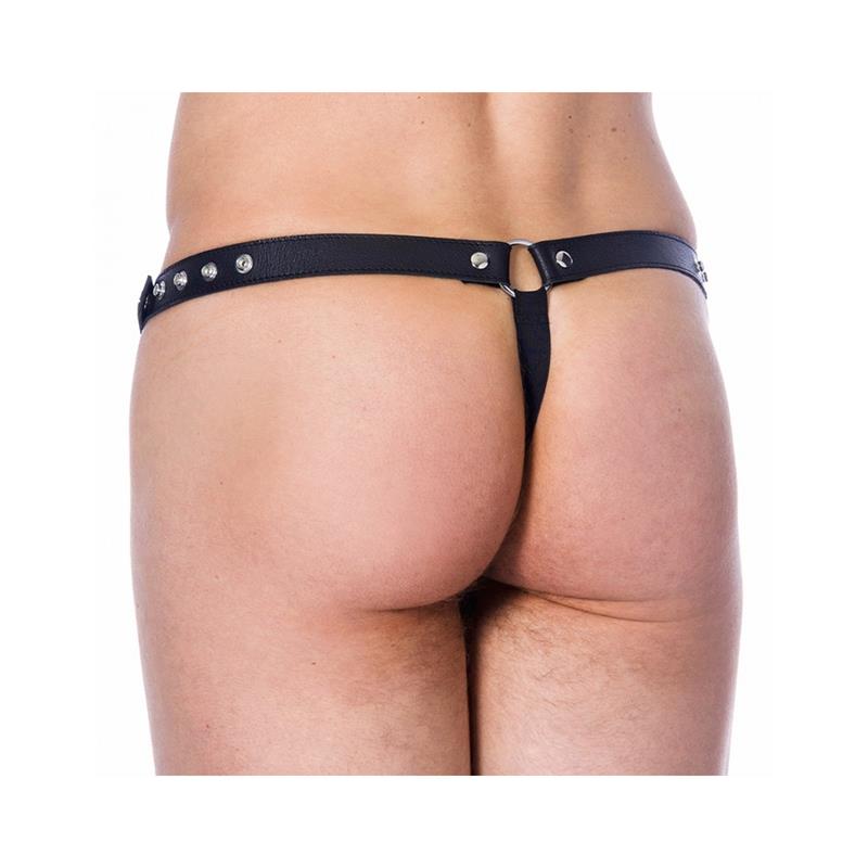 Leather G-String Adjustable with Oppening