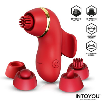 Beeny Stimulator with 4 Caps, Suction, Tapping, Tickling and Licking