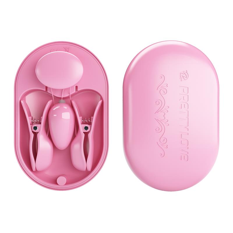 Surprise Box Vibrating Egg and Electric Shock Nipple Clamps Pink