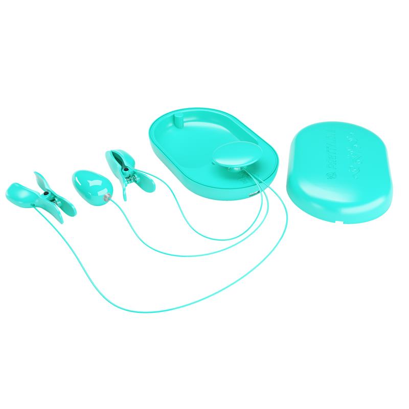 Surprise Box Vibrating Egg with Electric Shock Nipple Clamps Blue