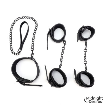 Restraint Set with Collar with Leash and Cuffs