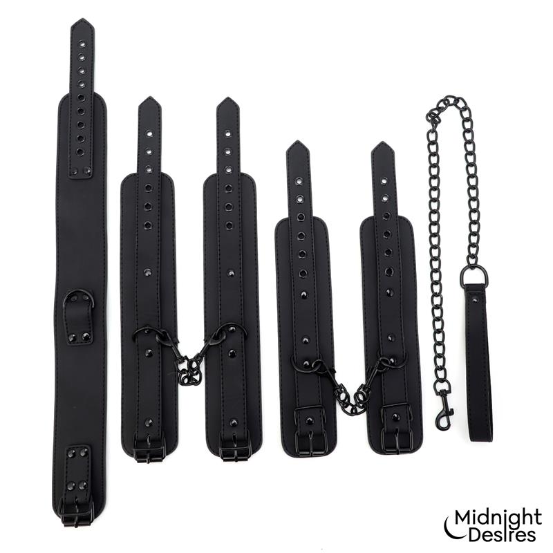 Restraint Set with Collar with Leash and Cuffs
