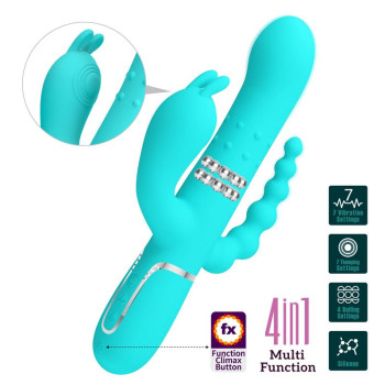 Cammy Tripple Rabbit Vibrator with Beads Turquoise