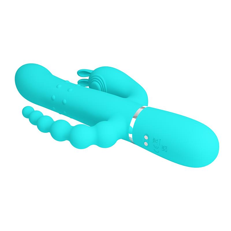 Cammy Tripple Rabbit Vibrator with Beads Turquoise