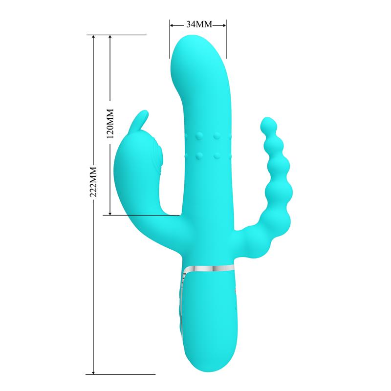 Cammy Tripple Rabbit Vibrator with Beads Turquoise