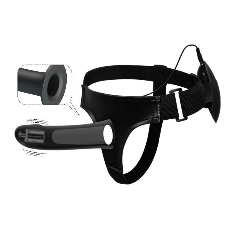 Vibrating Strap On with Hollow Dildo Vito