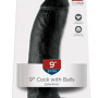23cm Cock with Balls Svartur