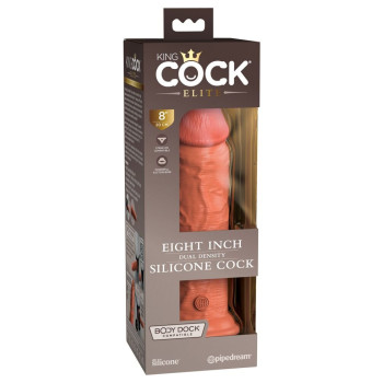 Tan 8" Dual Density Silicone Cock