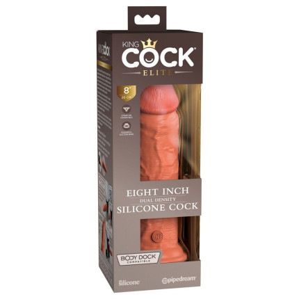 Tan 8" Dual Density Silicone Cock